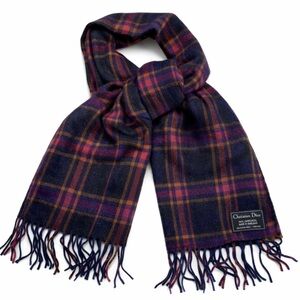 Christian Dior lambswool plaid scarf